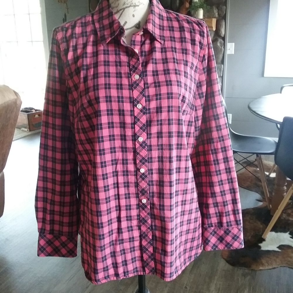 TALBOTS plaid flannel shirt size L